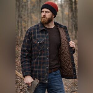 Himalaya Plaid Button-Up Shirt jacket quilted lining 3X cabincore cabin warm